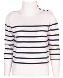 NYHED! Stribet turtleneck m. knapper (Kraftig kvalitet) - Claudine